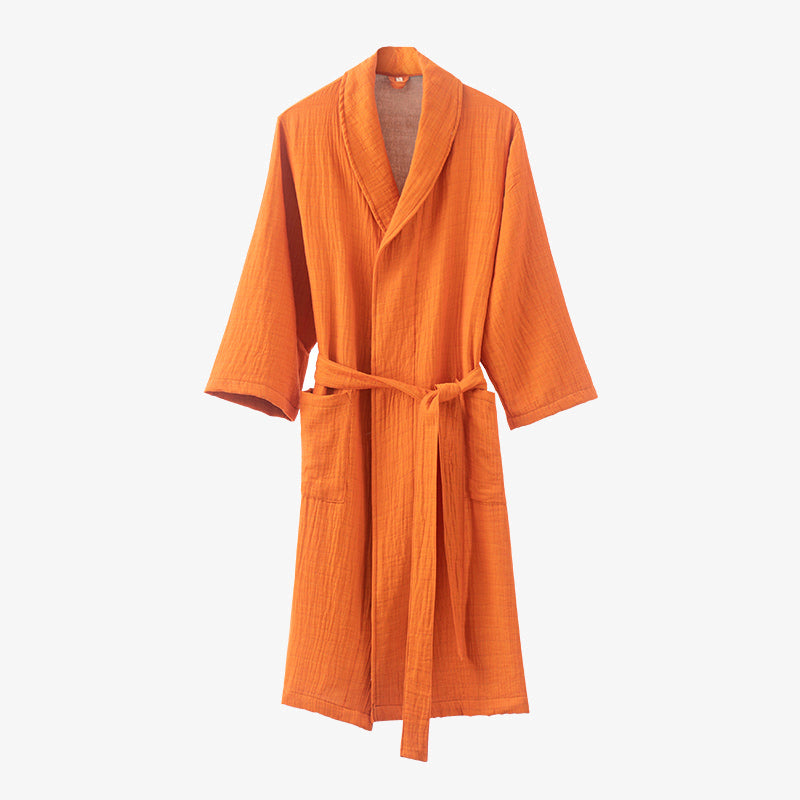 Cotton Gauze Bathrobe | Luxurious Softness | Solid Color