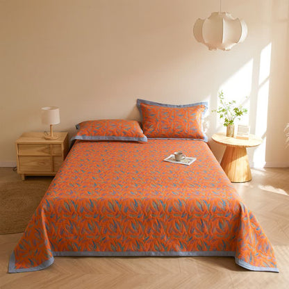 Cotton Gauze Quilt | Reversible Feather Design | Full/Queen Size