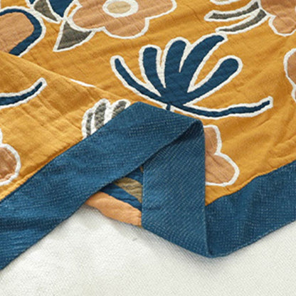 Yellow Flower Sofa Blanket | Soft Cotton Gauze | Reversible Design