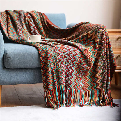 Striped Tassel Blanket | Soft Acrylic Fiber | Multiple Sizes