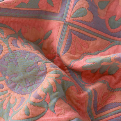 Jacquard Floral Cotton Quilt | 100% Organic Cotton | Reversible Design with Pillow Towels
