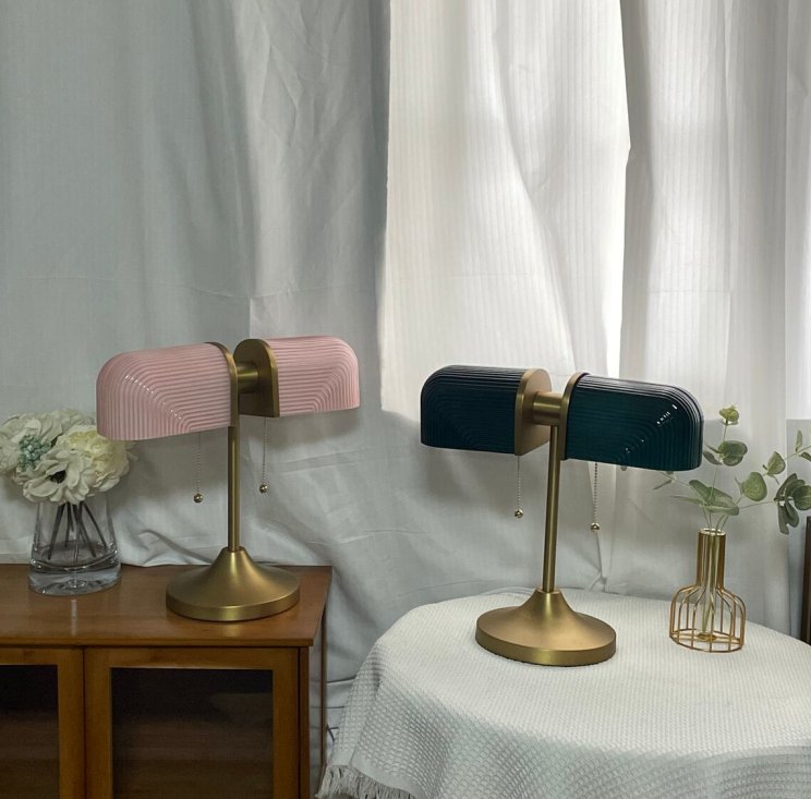 Ashby Table Lamp | Metal & Glass | Gold with Green Shade