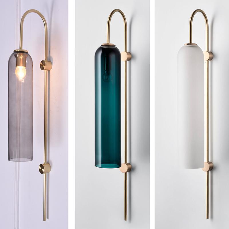 Glass Wall Lamp Set | Mouth-Blown Glass | 2-Pack Black & Gold