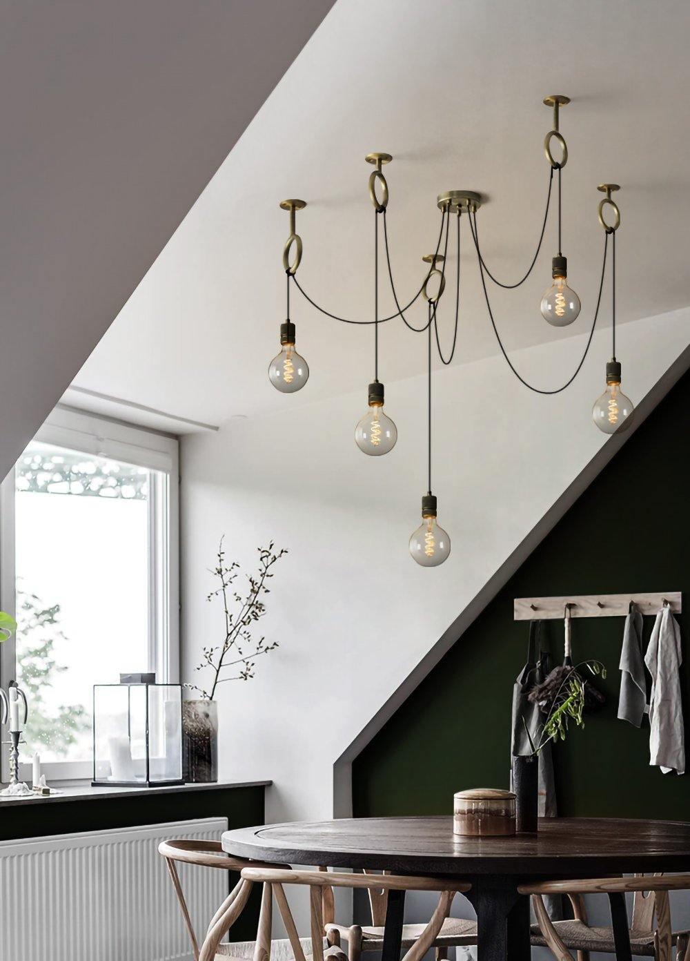 Industrial Spider Chandelier | Handcrafted Metal | Copper Finish | 3, 5, or 8 Heads
