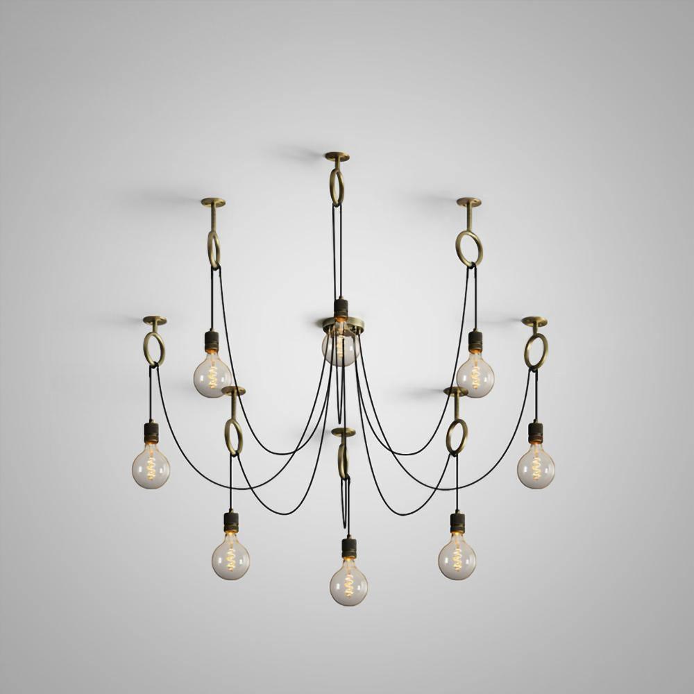 Industrial Spider Chandelier | Handcrafted Metal | Copper Finish | 3, 5, or 8 Heads