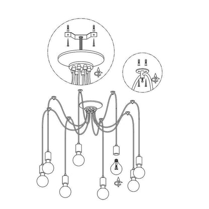 Spider Ceiling Chandelier | Metal | Adjustable Height, 5-15 Heads