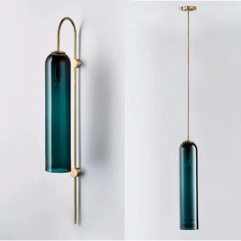 Glass Wall Lamp Set | Mouth-Blown Glass | 2-Pack Black & Gold