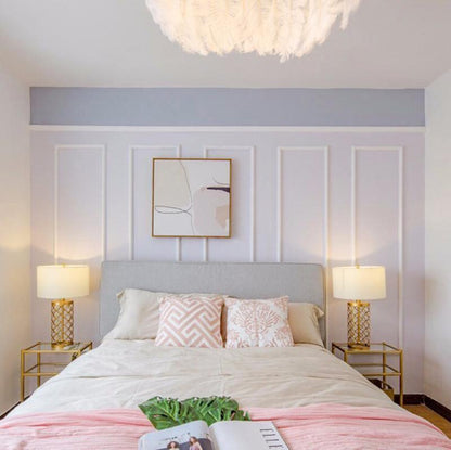 Openwork Table Lamp | Gold Metal Base | Satin Lampshade