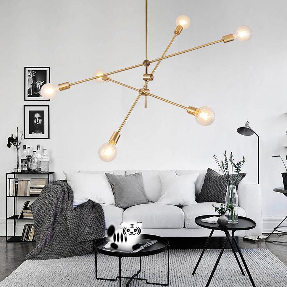 Mobile Chandelier | Patinated Brass & Opaline Glass | Black Finish