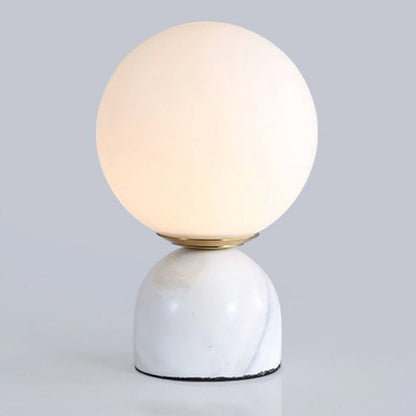 Marble Table Lamp | Elegant Glass Orb | White, Green, Black