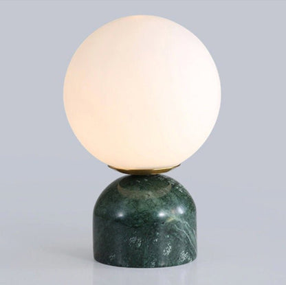 Marble Table Lamp | Elegant Glass Orb | White, Green, Black