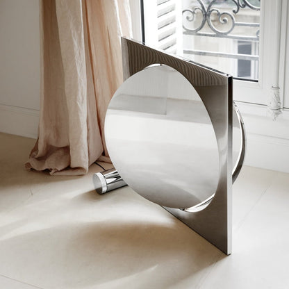 Eclipse Mirror Table Lamp | Bright Stainless Steel | L 60cm x H 60cm