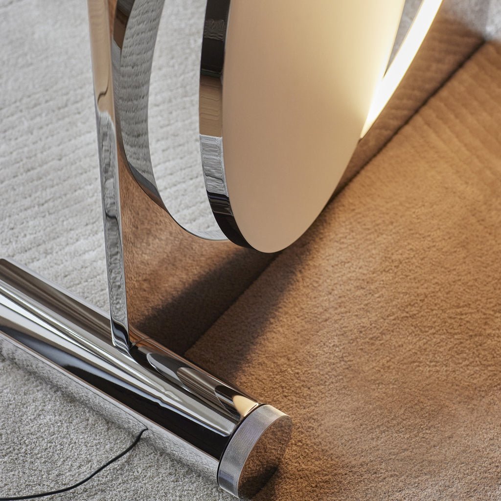 Eclipse Mirror Table Lamp | Bright Stainless Steel | L 60cm x H 60cm