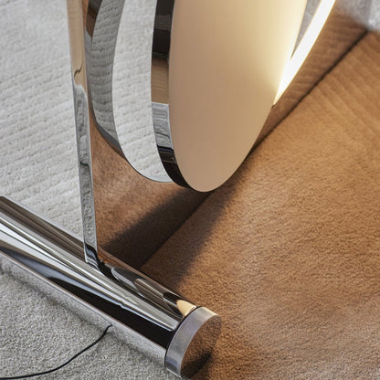 Eclipse Mirror Table Lamp | Bright Stainless Steel | L 60cm x H 60cm