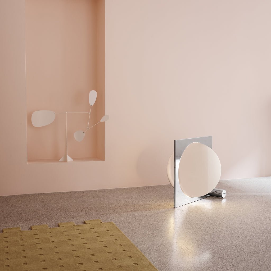 Eclipse Mirror Table Lamp | Bright Stainless Steel | L 60cm x H 60cm