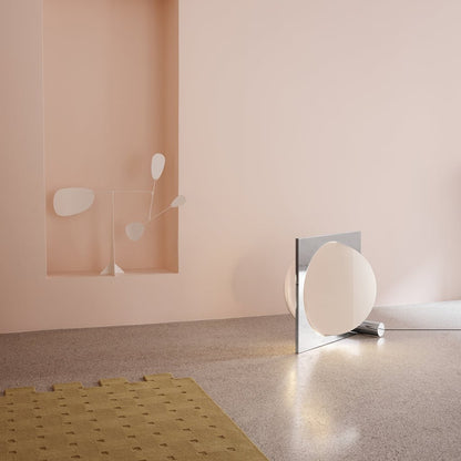 Eclipse Mirror Table Lamp | Bright Stainless Steel | L 60cm x H 60cm