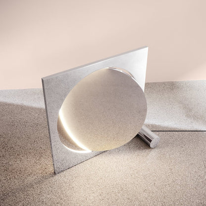 Eclipse Mirror Table Lamp | Bright Stainless Steel | L 60cm x H 60cm