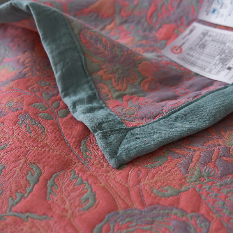 Cotton Gauze Quilt | 100% Organic Cotton | Floral Design, Multiple Sizes