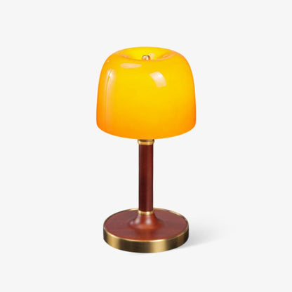 Elio Table Lamp | Amber Glass & Wood | Walnut Color
