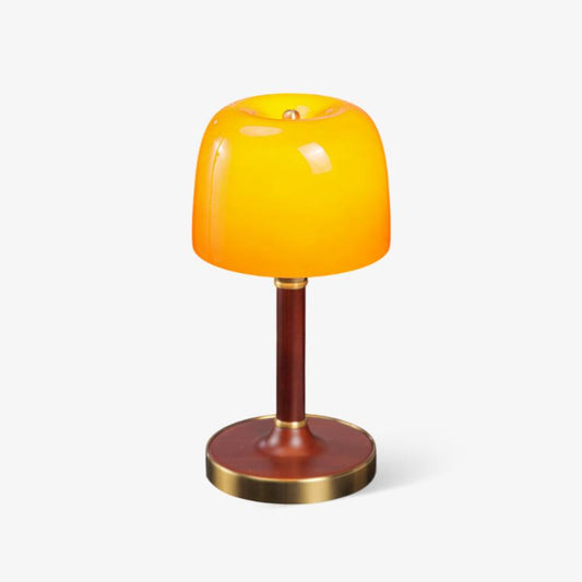 Elio Table Lamp | Amber Glass & Wood | Walnut Color
