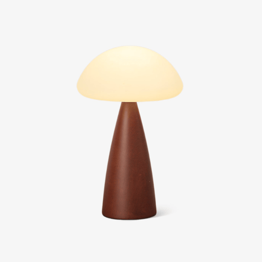 Clara Mushroom Table Lamp | Wood, Acrylic, Metal | Walnut Color