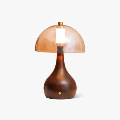 Alden Table Lamp | Smoky Amber Glass & Wood | Walnut Base