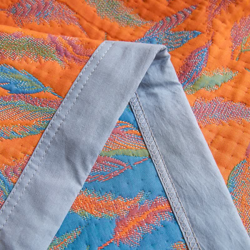 Cotton Gauze Quilt | Reversible Feather Design | Full/Queen Size