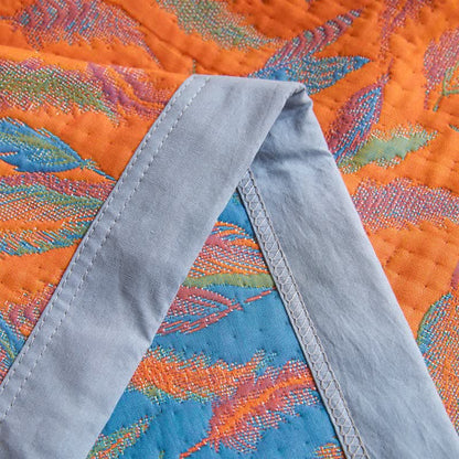 Cotton Gauze Quilt | Reversible Feather Design | Full/Queen Size