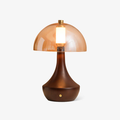 Alden Table Lamp | Smoky Amber Glass & Wood | Walnut Base