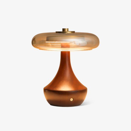 Elliot Table Lamp | Amber Glass Shade | Walnut Base