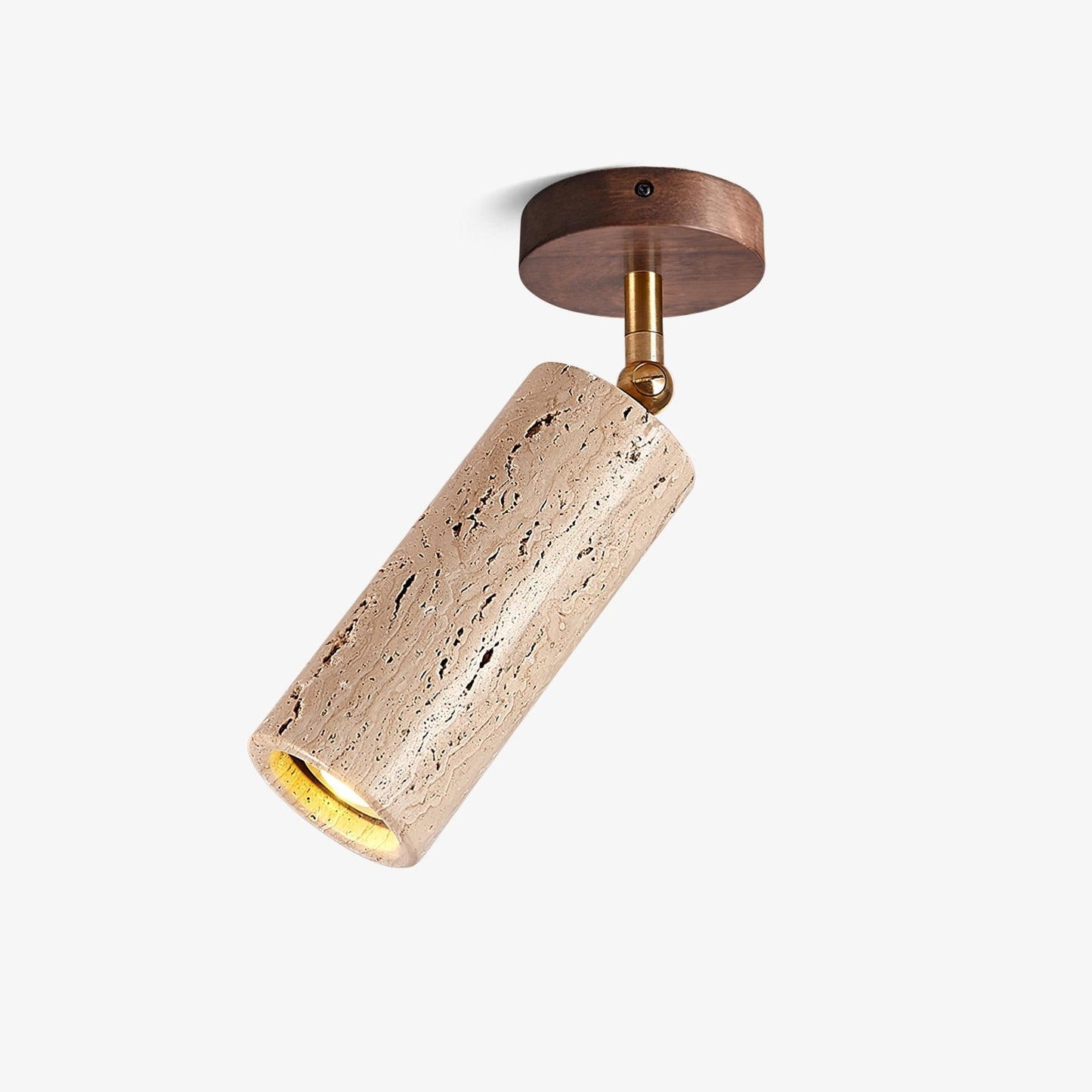 Solis Stone Spotlight | Yellow Travertine & Walnut Wood | Adjustable Ceiling Light
