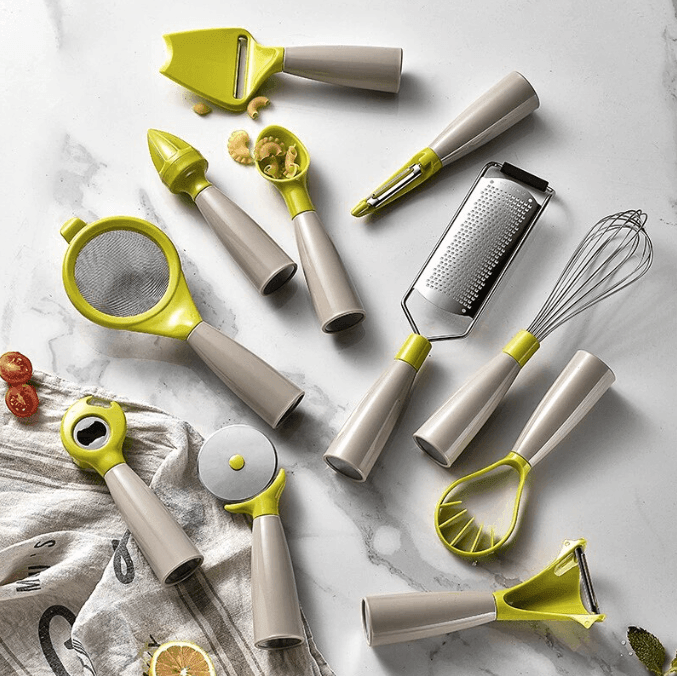 Kitchen Gadget Set | Stainless Steel | 12 Pcs Olive Green
