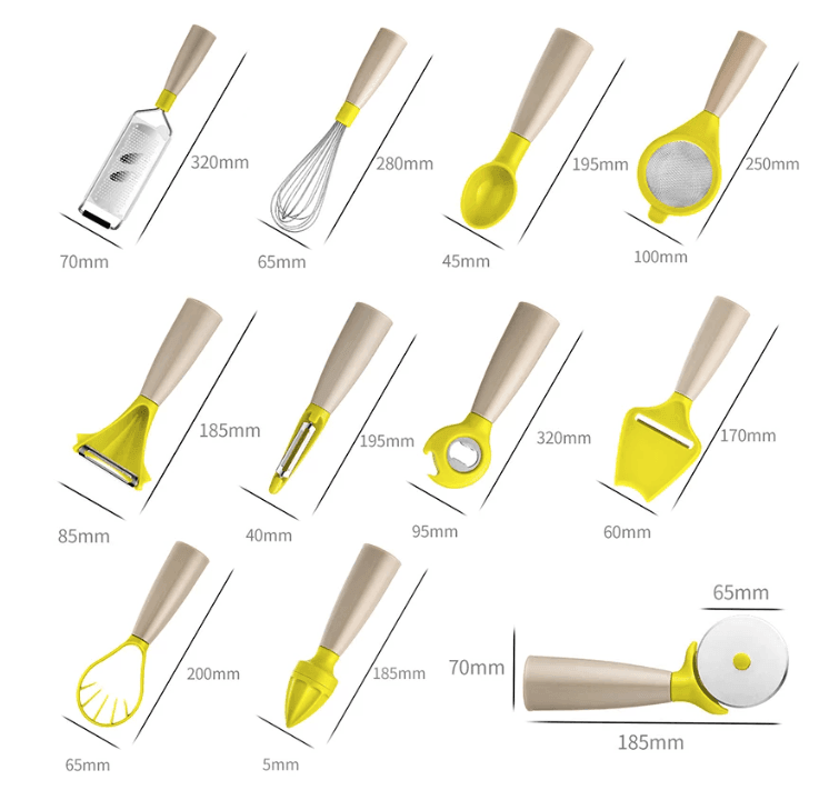Kitchen Gadget Set | Stainless Steel | 12 Pcs Olive Green