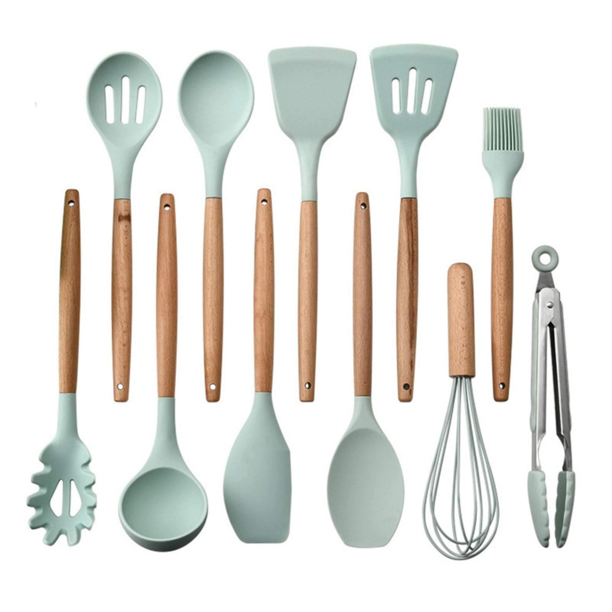 Silicone Kitchen Utensils Set | Silicone & Wood | 12 pcs