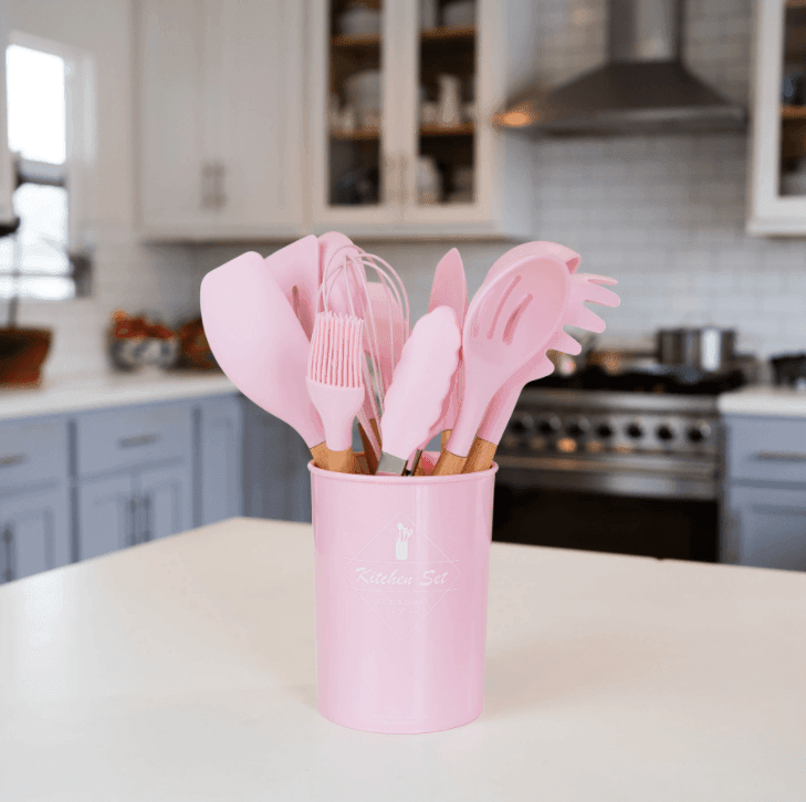 Silicone Kitchen Utensils Set | Silicone & Wood | 12 pcs