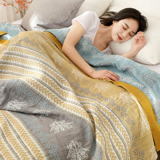 Cotton Reversible Quilt | Wheat Ear Print | Full/Queen Size