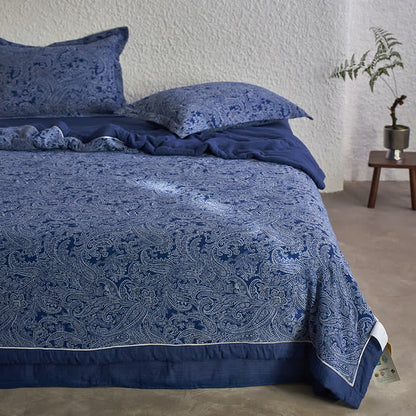 Retro Bedding Set | 100% Organic Cotton | Dark Blue, Queen Size