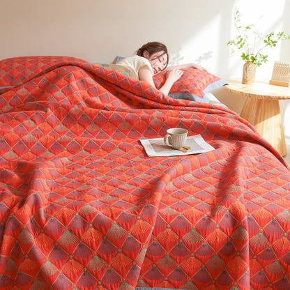 Cotton Gauze Quilt | Organic Cotton with Peacock Tail Design | Full/Queen Size Options