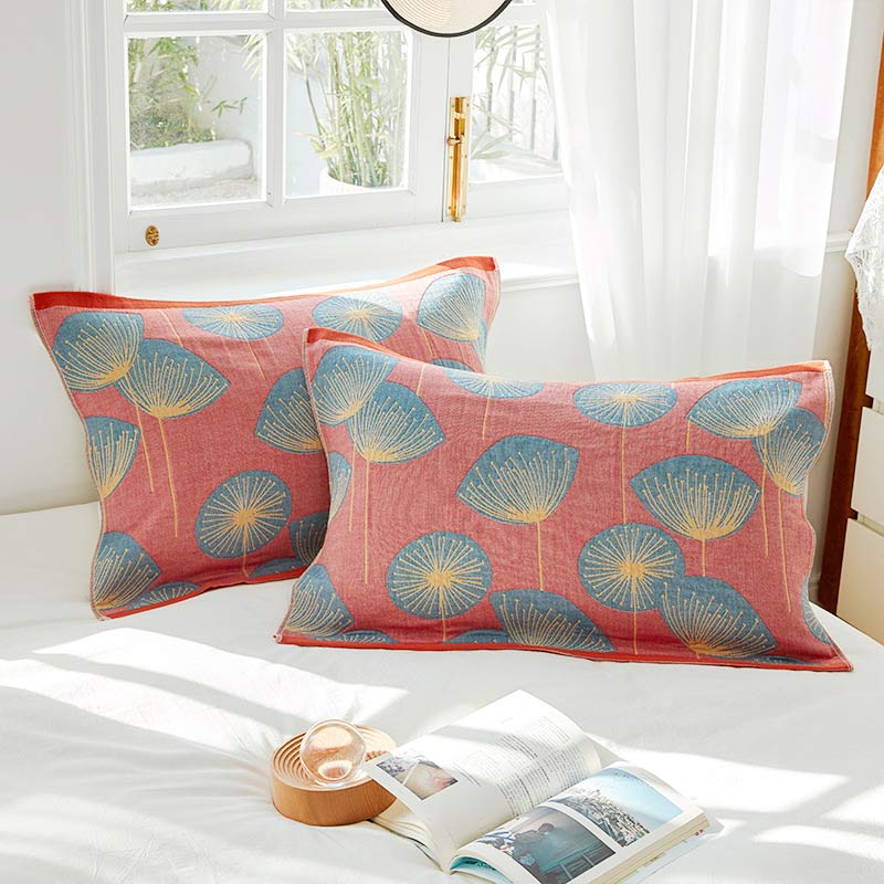 Dandelion Print Pillow Towel Set | Cotton Gauze | 2 Pieces