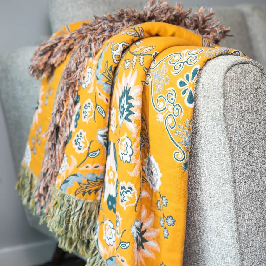 Boho Throw Blanket | 100% Cotton | Reversible Design