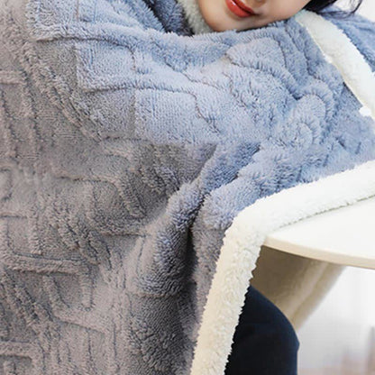 Argyle Pattern Fleece Shawl Blanket | Ultra-Soft Polyester | 35" x 55"