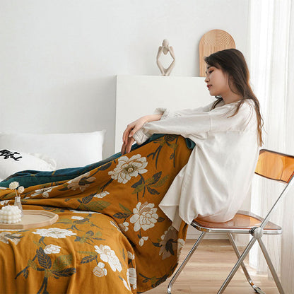 Boho Yellow Flower Cotton Quilt | Reversible Design | Available in Full, Queen, King Sizes