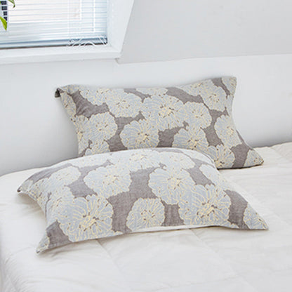 Decorative Cotton Pillow Towels | Flower Print | Set of 2