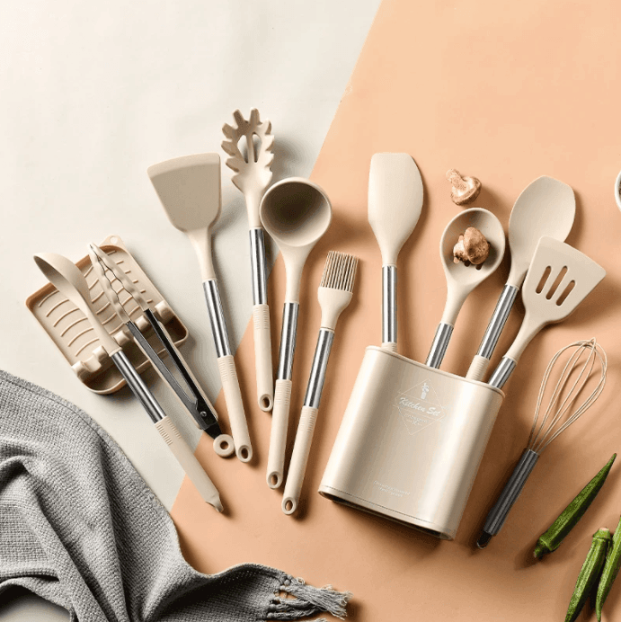Silicone Utensils Set | Stainless Steel & Silicone | 13pcs