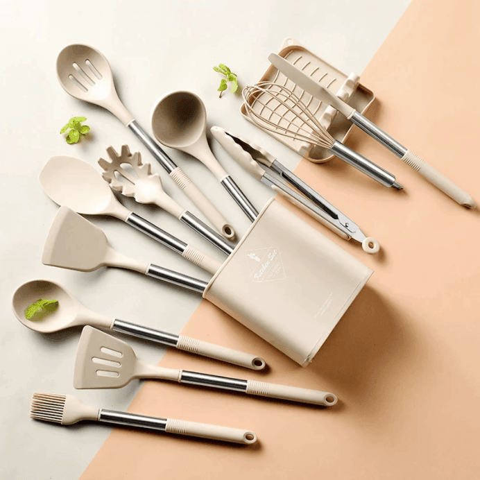 Silicone Utensils Set | Stainless Steel & Silicone | 13pcs