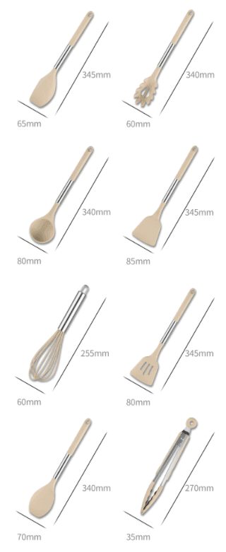 Silicone Utensils Set | Stainless Steel & Silicone | 13pcs