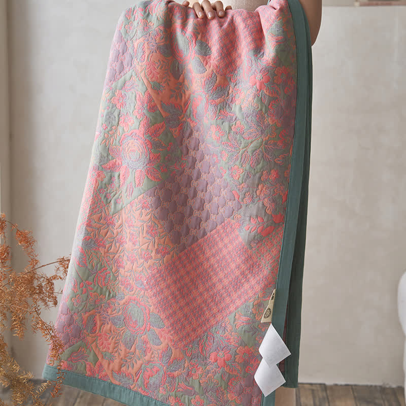 Cotton Gauze Quilt | 100% Organic Cotton | Floral Design, Multiple Sizes