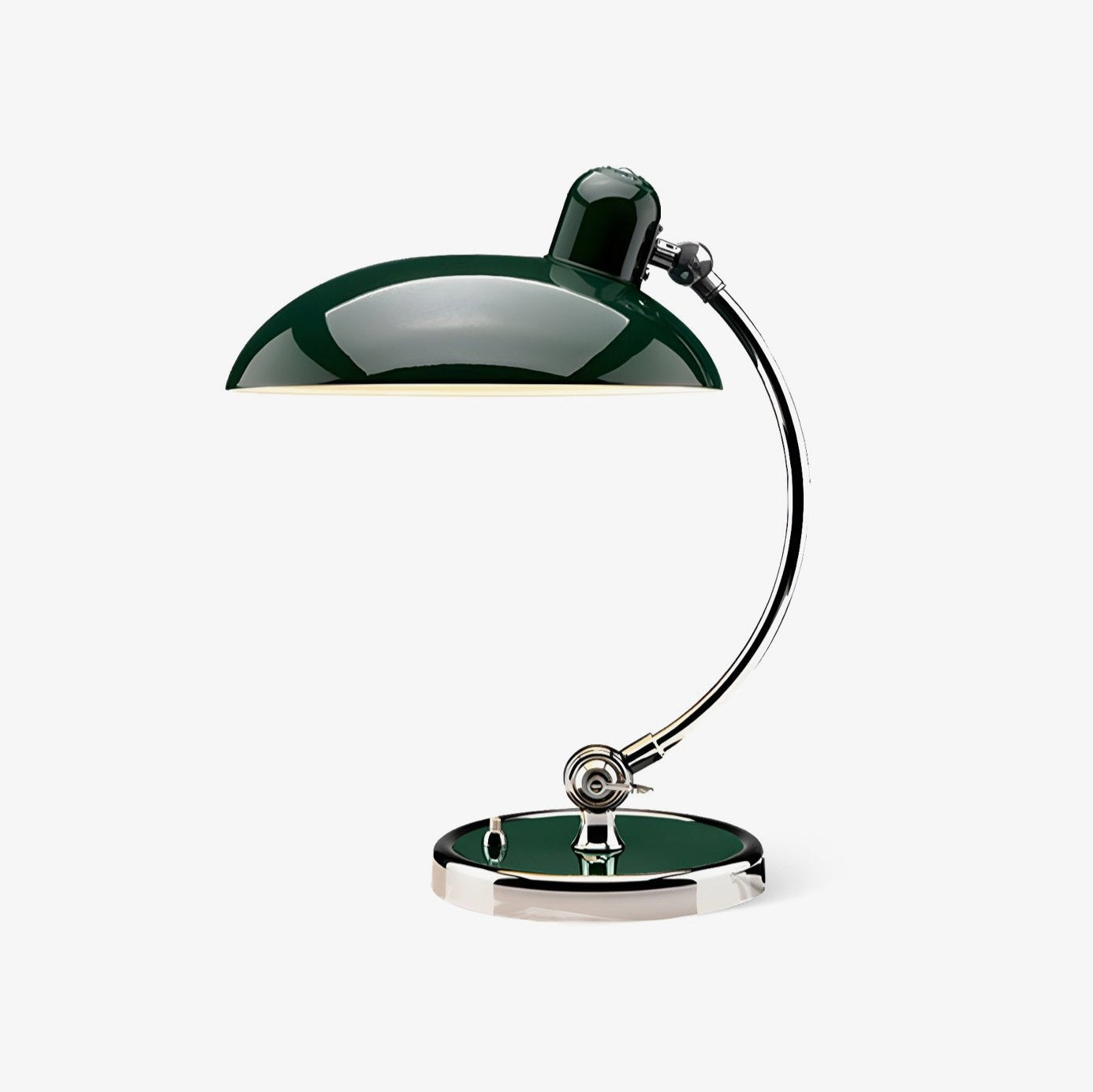 Retro Curve Desk Lamp | Frosted Glass & Chrome | 28cm Diameter