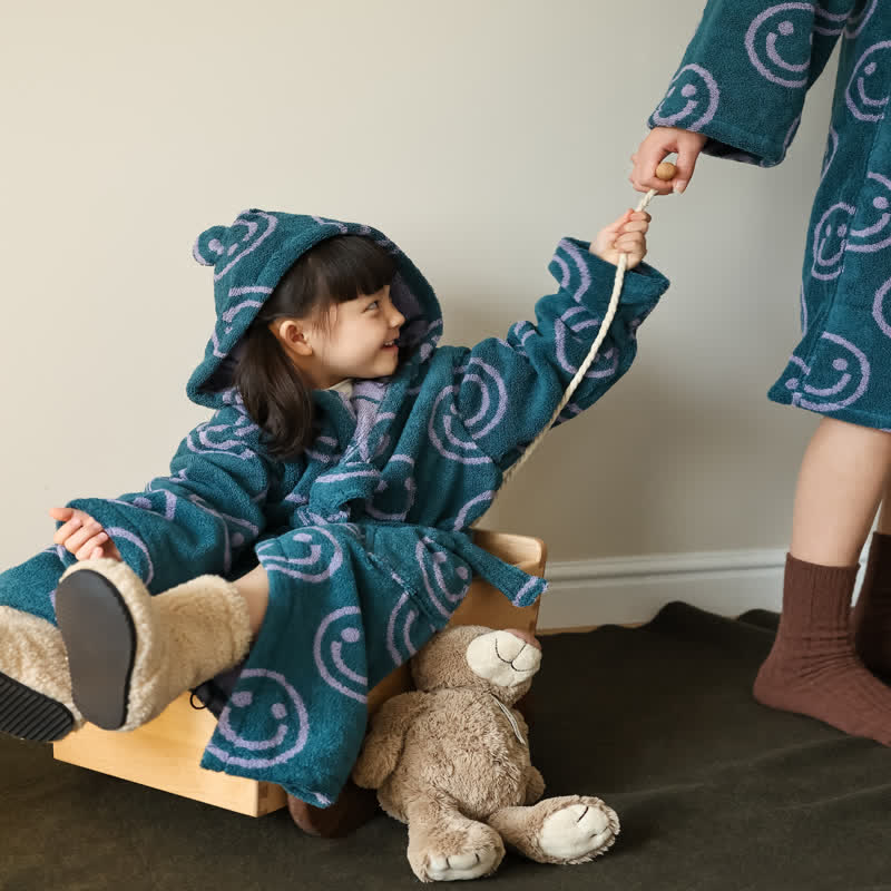 Smiling Face Bathrobe | Luxurious Pure Cotton | Kids & Adults Sizes