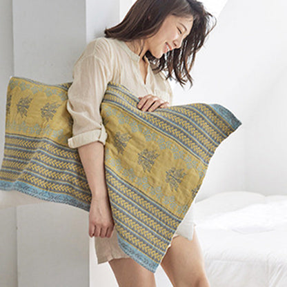 Cotton Decorative Pillow Towel | 100% Pure Cotton | Yellow | Set of 2